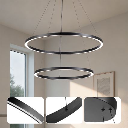 Brilagi - Lámpara colgante LED regulable PORTOFINO LED/98W/230V 3000-6000K Ø 80 cm negra + mando a distancia