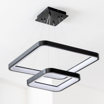 Brilagi - Lámpara colgante LED regulable suspendida por cable FALCON SLIM LED/78W/230V 3000-6500K 50x50 cm negra + mando a distancia