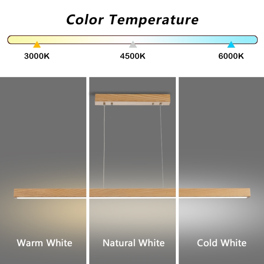 Brilagi - Lámpara colgante LED regulable con cable OAK SMART LED/30W/230V Wi-Fi Tuya acabado en roble + mando a distancia