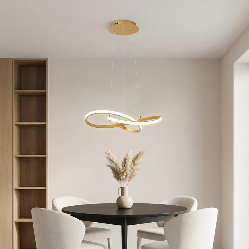 Brilagi - Lámpara colgante LED regulable suspendida por cable INFINITY LED/55W/230V 3000-6000K 50x50 cm dorada + mando a distancia