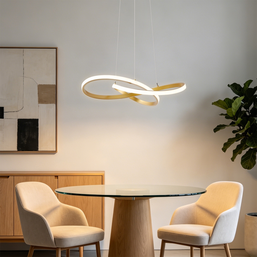Brilagi - Lámpara colgante LED regulable suspendida por cable INFINITY LED/55W/230V 3000-6000K 50x50 cm dorada + mando a distancia