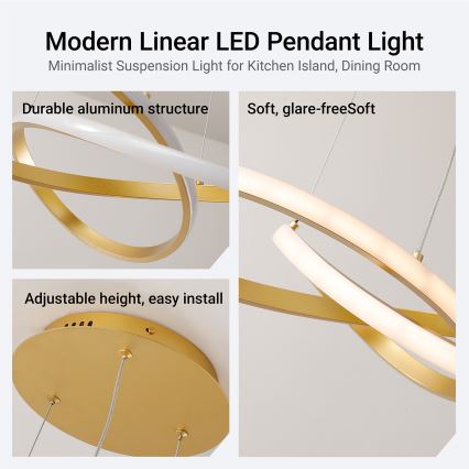 Brilagi - Lámpara colgante LED regulable suspendida por cable INFINITY LED/55W/230V 3000-6000K 50x50 cm dorada + mando a distancia