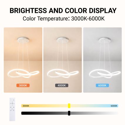 Brilagi - Lámpara colgante LED regulable en cable INFINITY LED/55W/230V 3000-6000K 50x50 cm blanca + mando a distancia