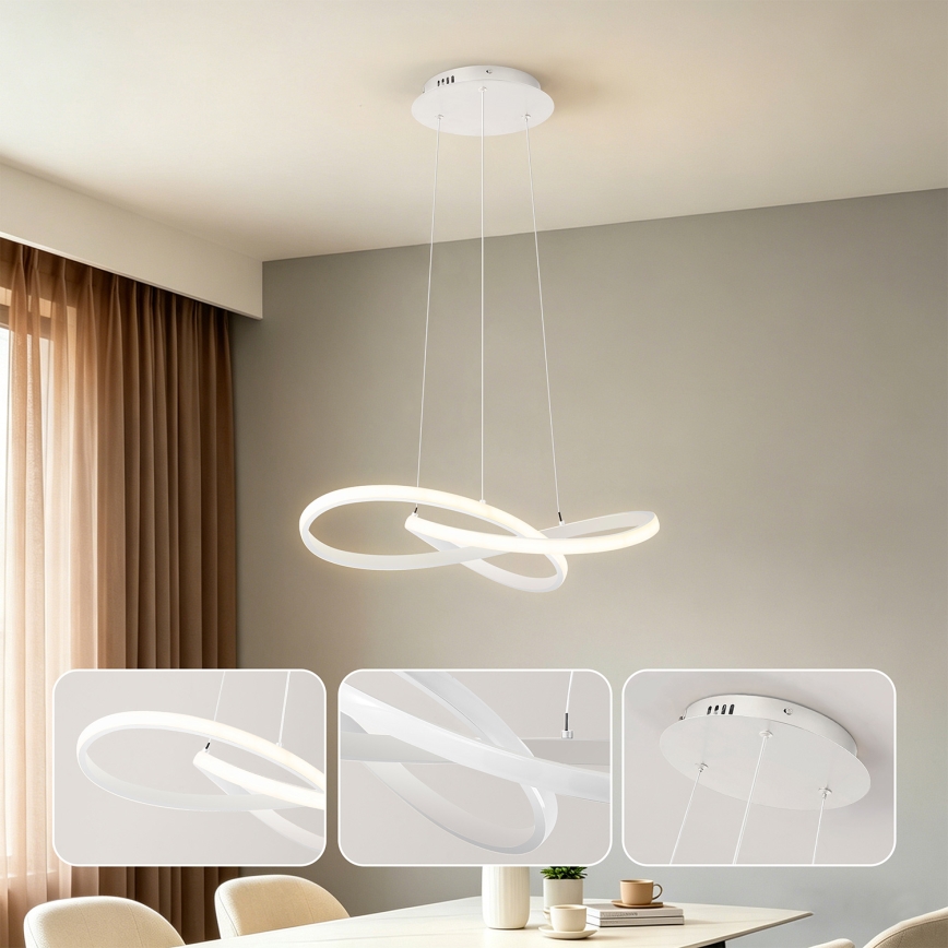 Brilagi - Lámpara colgante LED regulable en cable INFINITY LED/55W/230V 3000-6000K 50x50 cm blanca + mando a distancia