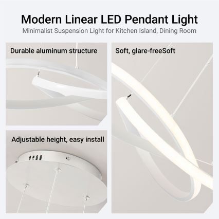 Brilagi - Lámpara colgante LED regulable en cable INFINITY LED/55W/230V 3000-6000K 50x50 cm blanca + mando a distancia