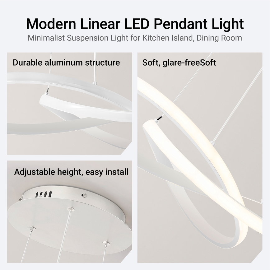 Brilagi - Lámpara colgante LED regulable en cable INFINITY LED/55W/230V 3000-6000K 50x50 cm blanca + mando a distancia