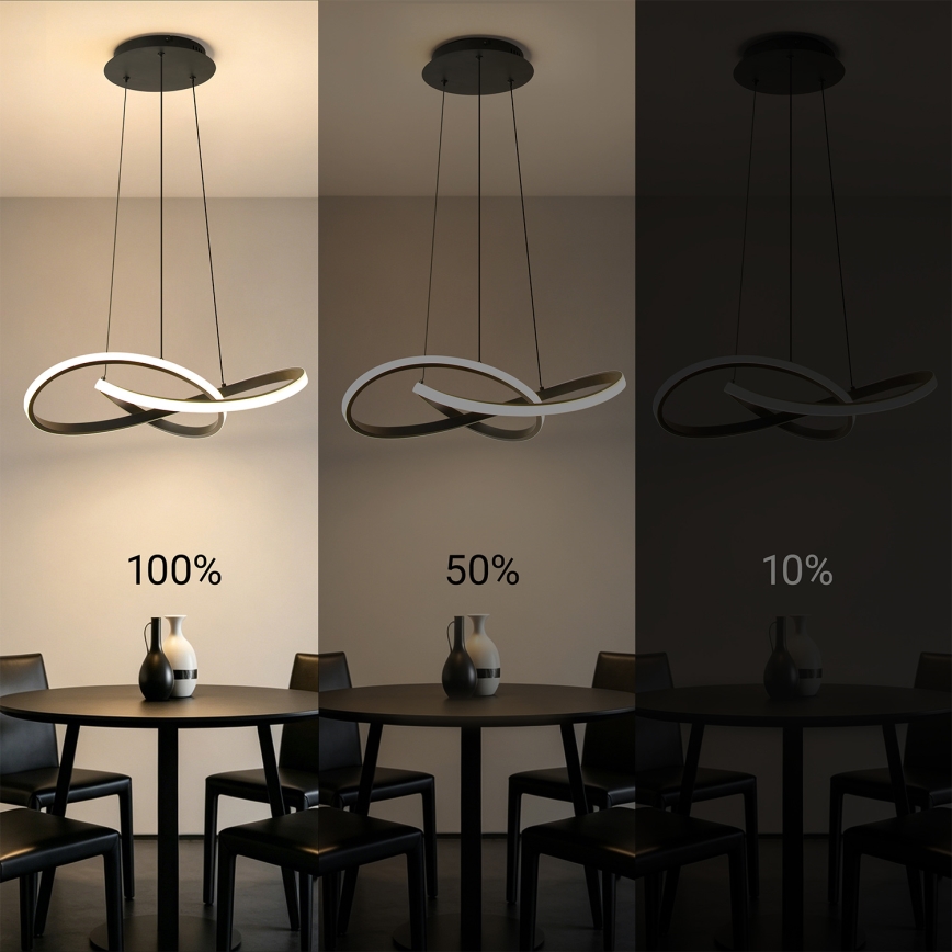 Brilagi - lámpara colgante LED regulable con cable INFINITY LED/55W/230V 3000-6000K 50x50 cm negra + mando a distancia