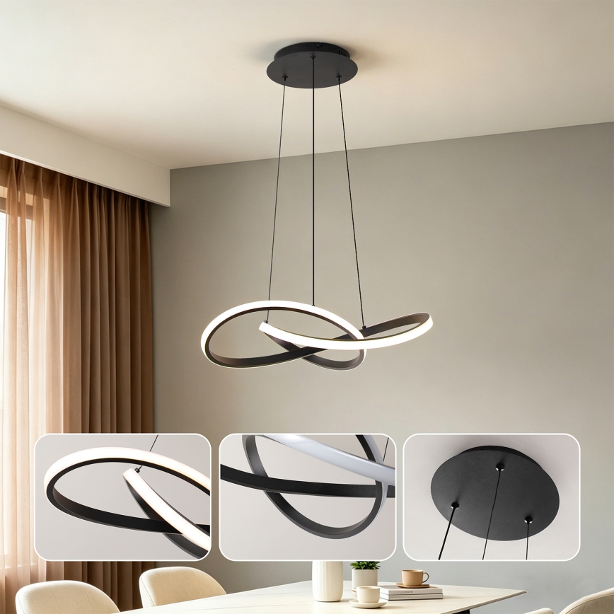 Brilagi - lámpara colgante LED regulable con cable INFINITY LED/55W/230V 3000-6000K 50x50 cm negra + mando a distancia