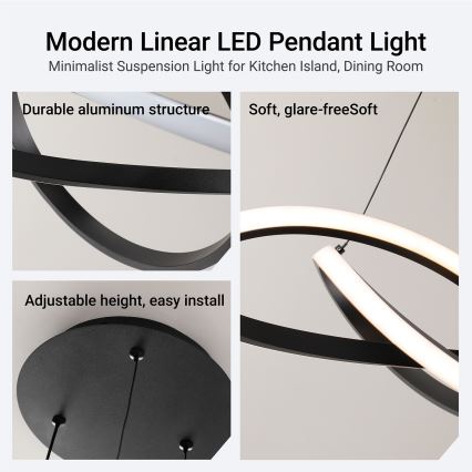 Brilagi - lámpara colgante LED regulable con cable INFINITY LED/55W/230V 3000-6000K 50x50 cm negra + mando a distancia
