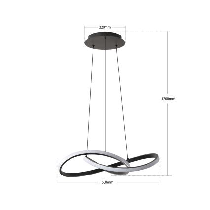 Brilagi - lámpara colgante LED regulable con cable INFINITY LED/55W/230V 3000-6000K 50x50 cm negra + mando a distancia