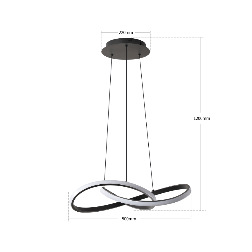 Brilagi - lámpara colgante LED regulable con cable INFINITY LED/55W/230V 3000-6000K 50x50 cm negra + mando a distancia