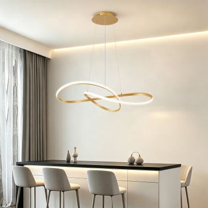 Brilagi - Lámpara colgante LED regulable con cable INFINITY LED/80W/230V 3000-6000K 80x80 cm dorado + mando a distancia
