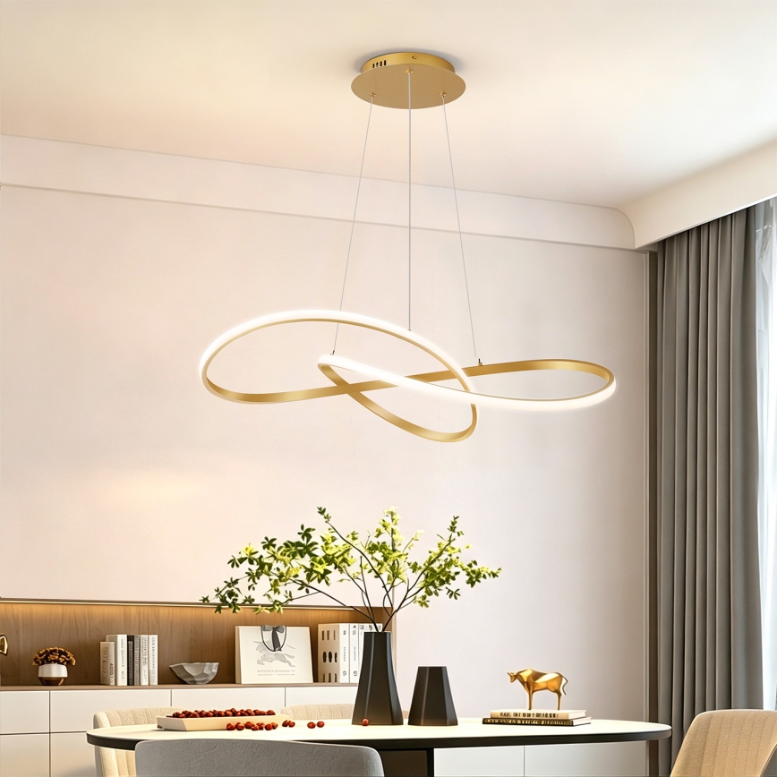 Brilagi - Lámpara colgante LED regulable con cable INFINITY LED/80W/230V 3000-6000K 80x80 cm dorado + mando a distancia