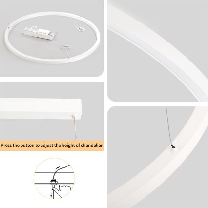 Brilagi - Lámpara colgante LED regulable con cable PORTOFINO LED/60W/230V 3000-6000K Ø 80 cm blanca + mando a distancia