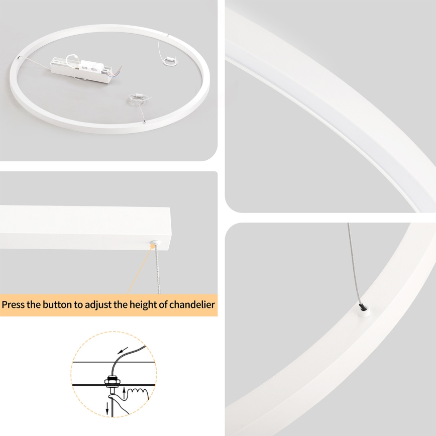 Brilagi - Lámpara colgante LED regulable con cable PORTOFINO LED/60W/230V 3000-6000K Ø 80 cm blanca + mando a distancia