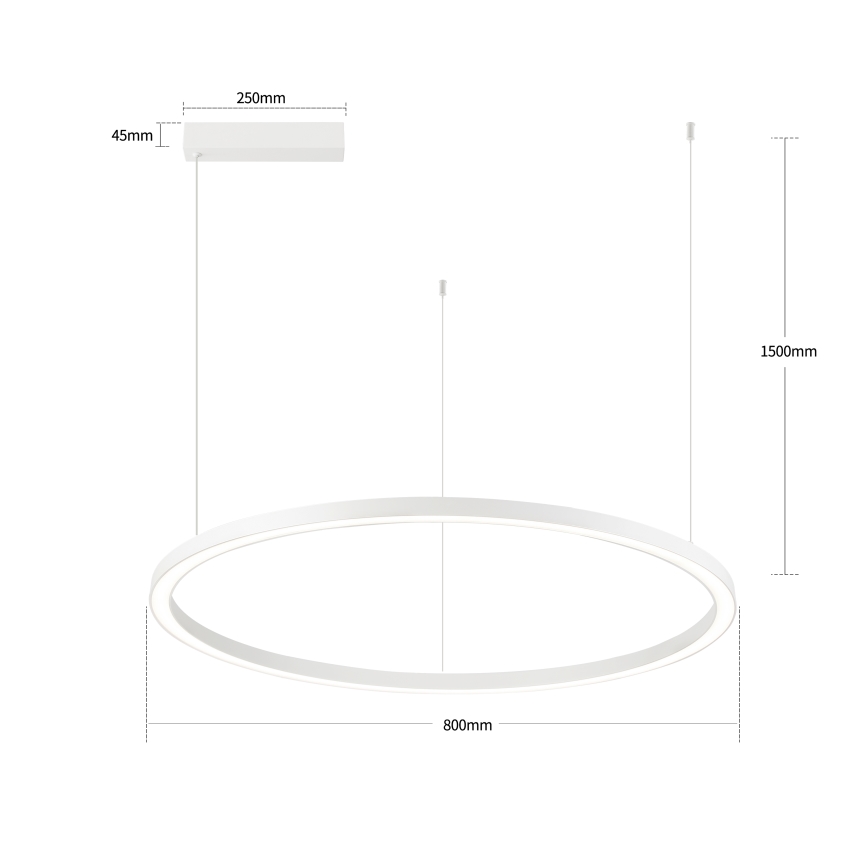 Brilagi - Lámpara colgante LED regulable con cable PORTOFINO LED/60W/230V 3000-6000K Ø 80 cm blanca + mando a distancia