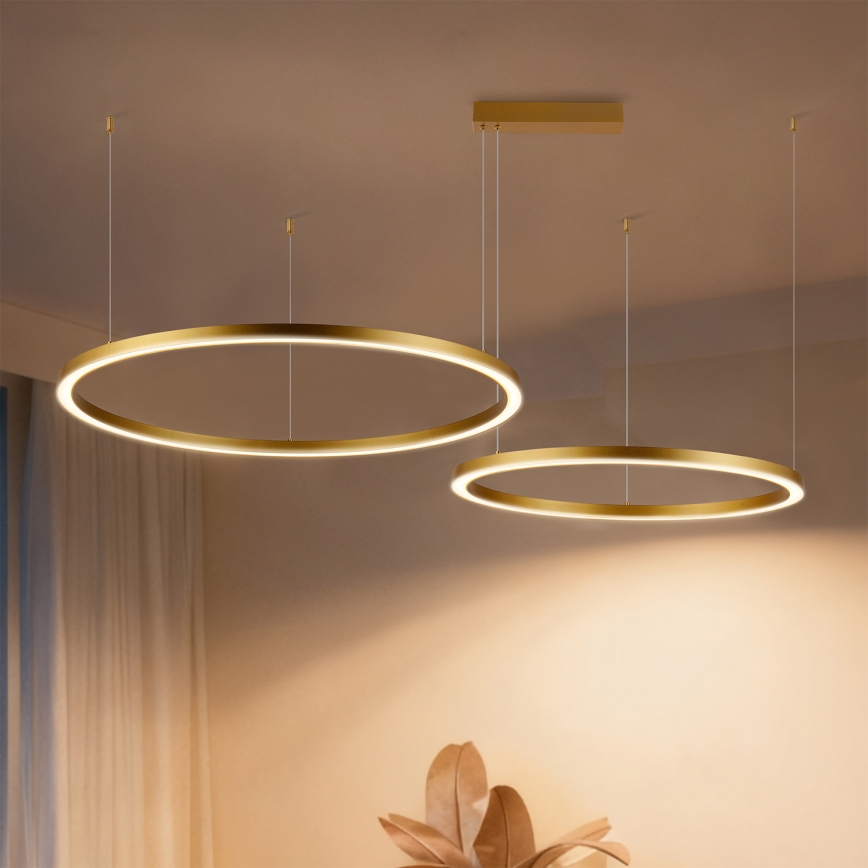 Brilagi - Lámpara colgante LED regulable en cable PORTOFINO LED/98W/230V 3000-6000K acabado dorado + mando a distancia