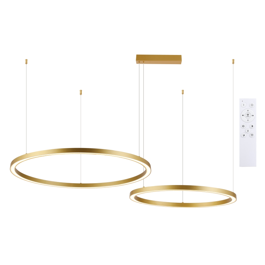 Brilagi - Lámpara colgante LED regulable en cable PORTOFINO LED/98W/230V 3000-6000K acabado dorado + mando a distancia