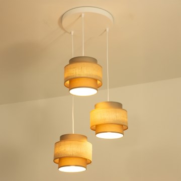 Brilagi - Lámpara colgante RESNA con cable 3xE27/60W/230V, diámetro 45 cm, marrón/beige