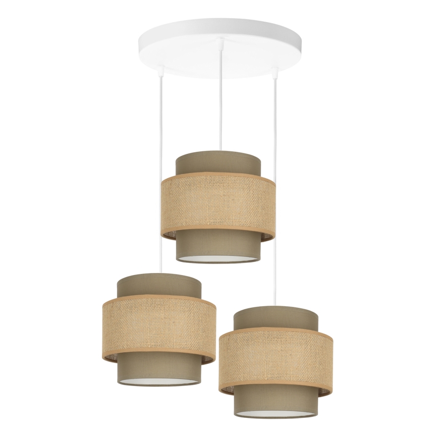 Brilagi - Lámpara colgante RESNA con cable 3xE27/60W/230V, diámetro 45 cm, marrón/beige