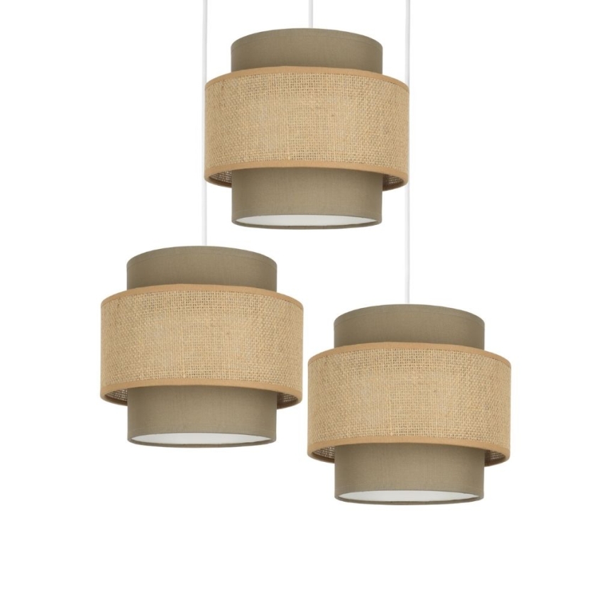 Brilagi - Lámpara colgante RESNA con cable 3xE27/60W/230V, diámetro 45 cm, marrón/beige