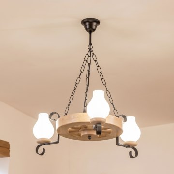 Brilagi - Lámpara colgante ROATA con cadena 3xE14/40W/230V roble