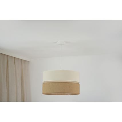 Brilagi - Lámpara colgante con cable ROYAL YUTE 1xE27/15W/230V diámetro 40 cm beige/crema