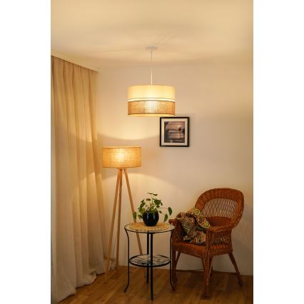 Brilagi - Lámpara colgante con cable ROYAL YUTE 1xE27/15W/230V diámetro 40 cm beige/crema