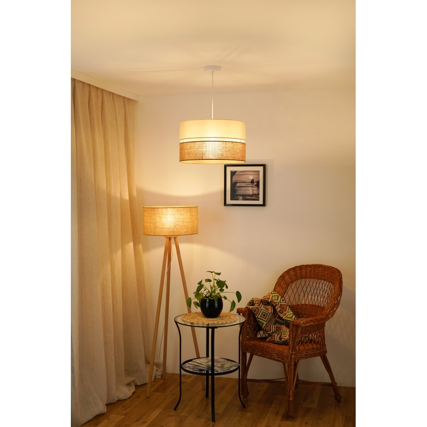 Brilagi - Lámpara colgante con cable ROYAL YUTE 1xE27/15W/230V diámetro 40 cm beige/crema