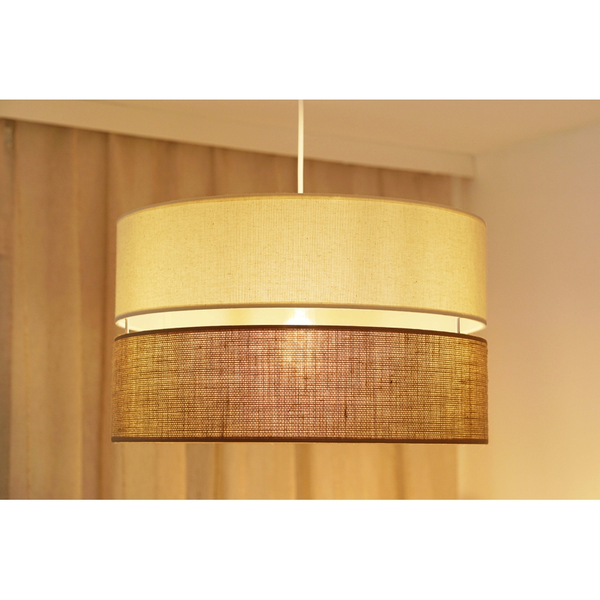 Brilagi - Lámpara colgante con cable ROYAL YUTE 1xE27/15W/230V diámetro 40 cm beige/crema