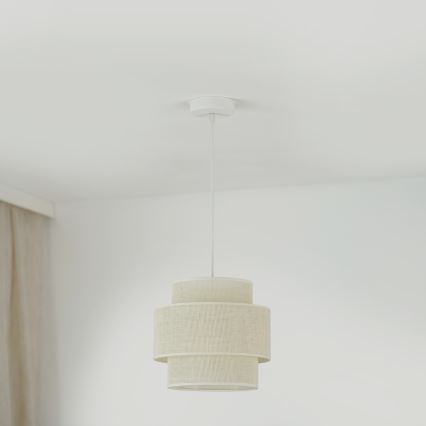 Brilagi - Lámpara colgante en cable SPACE YUTE 1xE27/15W/230V Ø 25 cm crema/blanco