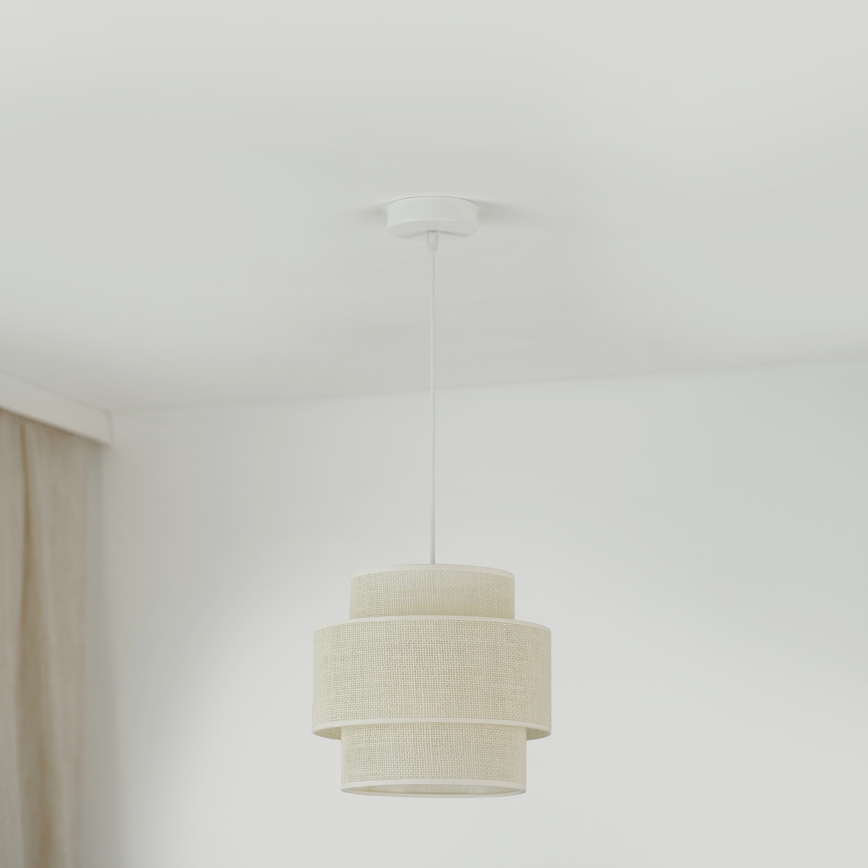 Brilagi - Lámpara colgante en cable SPACE YUTE 1xE27/15W/230V Ø 25 cm crema/blanco