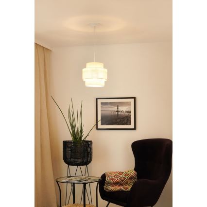 Brilagi - Lámpara colgante en cable SPACE YUTE 1xE27/15W/230V Ø 25 cm crema/blanco