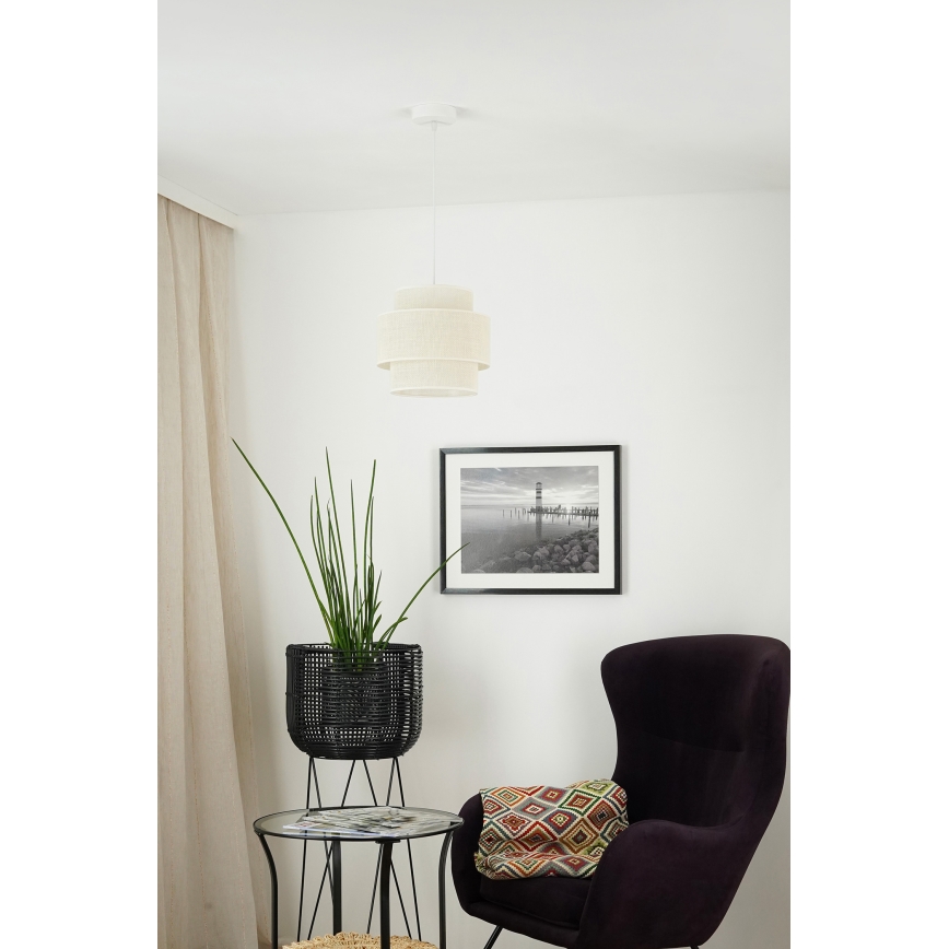 Brilagi - Lámpara colgante en cable SPACE YUTE 1xE27/15W/230V Ø 25 cm crema/blanco
