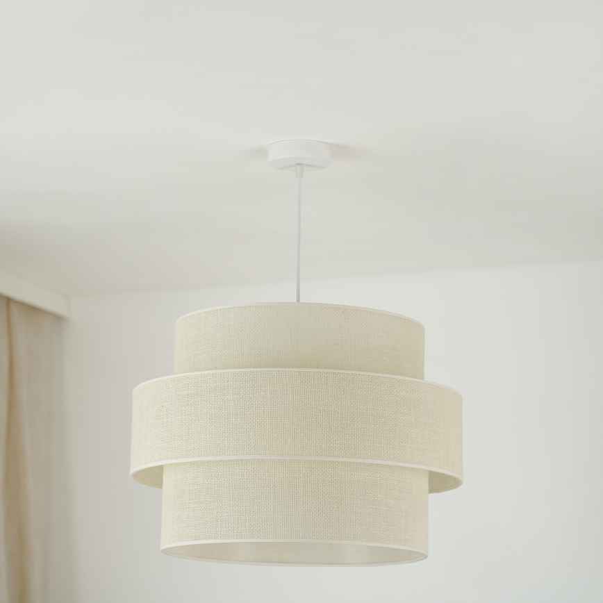 Brilagi - Lámpara colgante en cable SPACE YUTE 1xE27/15W/230V diámetro 50 cm crema/blanco