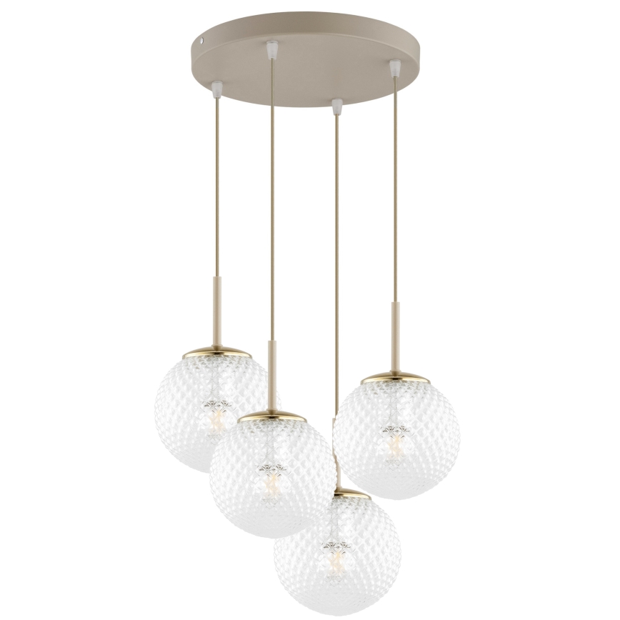 BRILAGI - Lámpara colgante STELLA suspendida en cable 4xE27/60W/230V beige/dorado