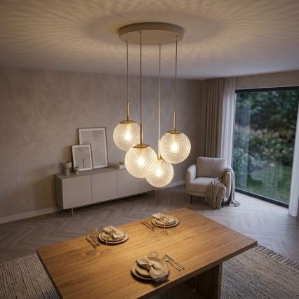 BRILAGI - Lámpara colgante STELLA suspendida en cable 4xE27/60W/230V beige/dorado