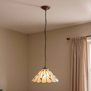 Brilagi - Lámpara colgante Tiffany con vitral FOLIA 1xE27/60W/230V Ø 40 cm