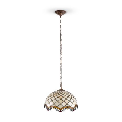 Brilagi - Lámpara colgante Tiffany de vitral con cadena, color marfil, 1xE27/60W/230V Ø 40 cm