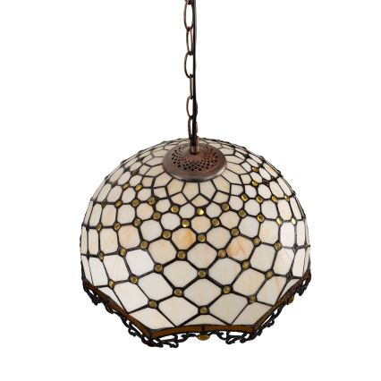Brilagi - Lámpara colgante Tiffany de vitral con cadena, color marfil, 1xE27/60W/230V Ø 40 cm