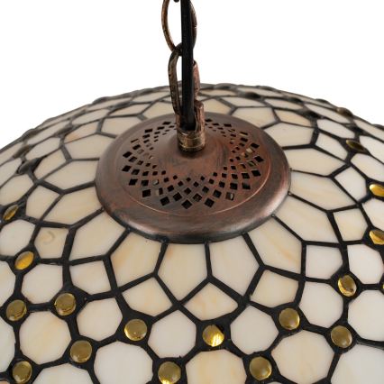 Brilagi - Lámpara colgante Tiffany de vitral con cadena, color marfil, 1xE27/60W/230V Ø 40 cm