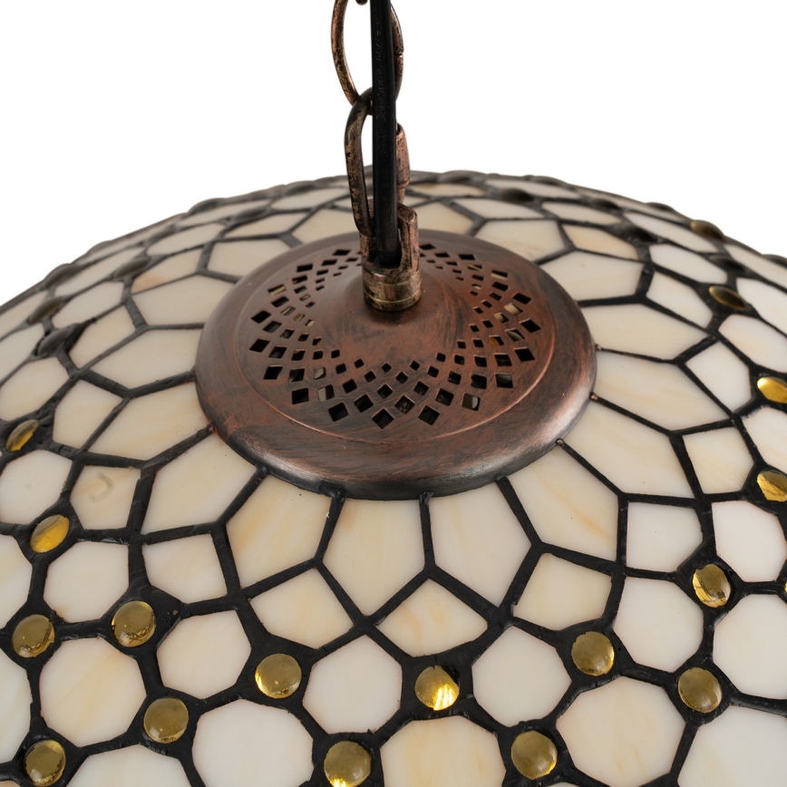 Brilagi - Lámpara colgante Tiffany de vitral con cadena, color marfil, 1xE27/60W/230V Ø 40 cm