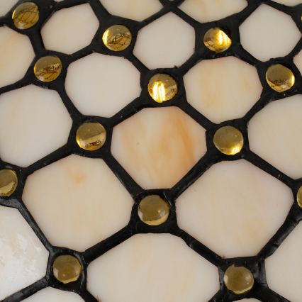 Brilagi - Lámpara colgante Tiffany de vitral con cadena, color marfil, 1xE27/60W/230V Ø 40 cm