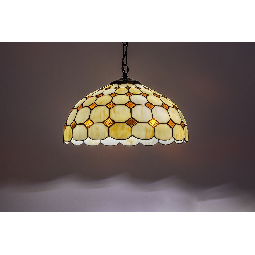 BRILAGI - Lámpara colgante Tiffany de vitral con cadena DORAN 2xE27/60W/230V