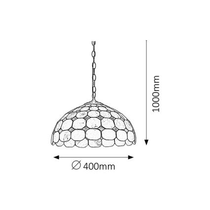 BRILAGI - Lámpara colgante Tiffany de vitral con cadena DORAN 2xE27/60W/230V