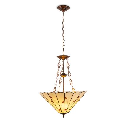 Brilagi - lámpara colgante Tiffany de vitral con cadena FOLIA 3xE27/60W/230V Ø 50 cm