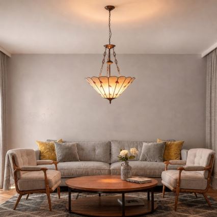 Brilagi - lámpara colgante Tiffany de vitral con cadena FOLIA 3xE27/60W/230V Ø 50 cm