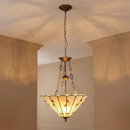 Brilagi - lámpara colgante Tiffany de vitral con cadena FOLIA 3xE27/60W/230V Ø 50 cm