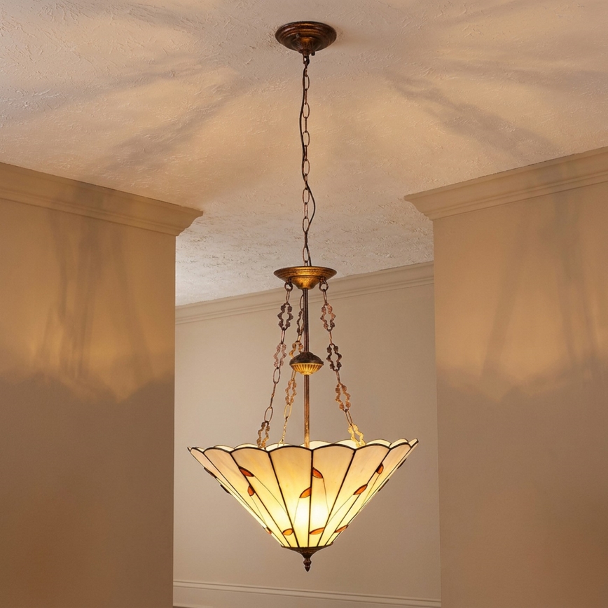 Brilagi - lámpara colgante Tiffany de vitral con cadena FOLIA 3xE27/60W/230V Ø 50 cm