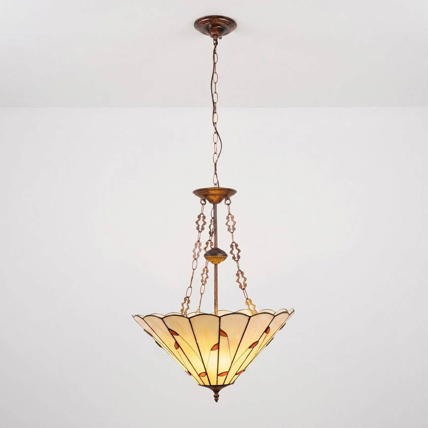 Brilagi - lámpara colgante Tiffany de vitral con cadena FOLIA 3xE27/60W/230V Ø 50 cm